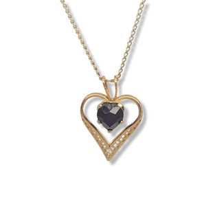 Girls Mozambique garnet January birthstone heart Yellow Gold Filled pendant 18"